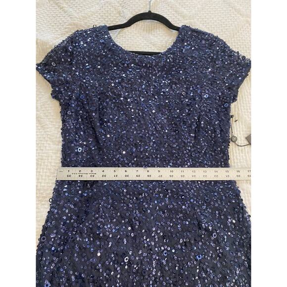 NWT ADRIANNA PAPELL DRESS GOWN 10 NAVY BLUE MOTHER OF THE BRIDE EVENING FORMAL - Picture 15 of 16